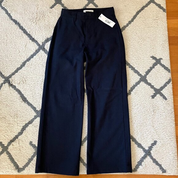 AMOUR VERT Size 2 NWT Wide Leg Utility Pant Navy Blue 100% Cotton Twill - Picture 2 of 6